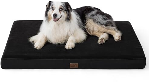 BEDSURE orthopädisches Hundekissen große Hunde - 104x74x9cm waschbares Hundebett mit 2 in 1 Memoryschaum, kuscheliges Hundematte Hundematratze, Schwarz