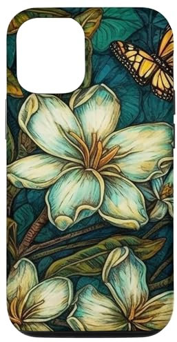 Hülle für iPhone 14 Van Gogh Style Floral Ästhetische Plumeria Flower Moth