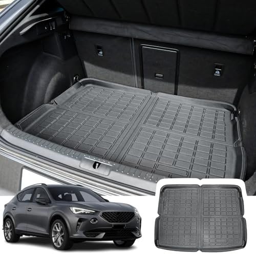 CDEFG Kompatibel mit Cupra Formentor 2021-2023 2024 Kofferraumwanne, TPE Kofferraummatte Wasserdicht Anti-Staub Wanne Car Cargo Trunk Tray Auto Formentor VZ 2024 Zubehör