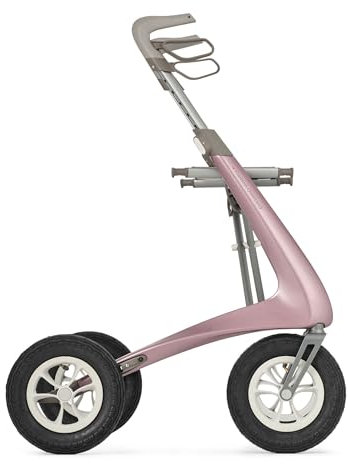 byACRE Carbon Overland/All Terrain Carbon-Rollator/Stoßdämpfende, große Luftreifen / 6,7 kg leicht/Zusammenfaltbar mit Sitz (Roségold)