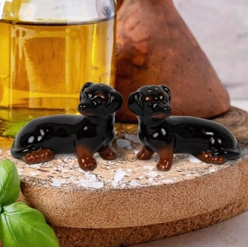 Heavenly Homes and Gardens Sausage Dog Salt and Pepper Shakers, Ceramic Dachshund Gift, 6 x 5 x 8cm