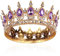 AROWRO Krone Mädchen Damen Voll Runde Braut Diadem Kristall Königin Krone Barock Tiara Sparkly Lila Strass Prinzessin Kostüm Hochzeit Prom Geburtstag Pageant Party Tortenaufsatz Karneval Kopfschmuck