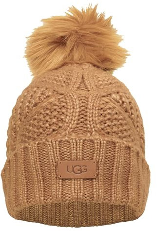 UGG Damen Cable Beanie mit Bommel, Kastanie, Einheitsgröße