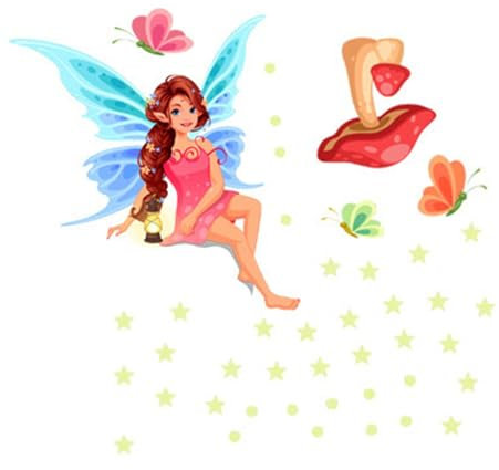 Glow in The Darkkk Wandaufkleber - Abnehmbare Selbstklebende Leuchtende Fee Wandaufkleber | Modische Muster Cartoon Switchh Aufkleber | Fluoreszierende Wandaufkleber für Wände, Möbel, Spiegel