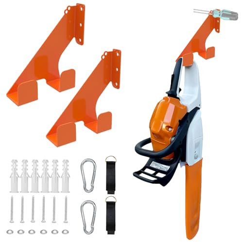 2 Stück Wandmontiert MotorsäGenhalter Passend für Stihl,Husqvarna,Echo KettensäGe ZubehöR 150Lbs Belastbar,Forst ZubehöR,SchüTzt Vor Rost Und Spart Platz In Garagen Und WerkstäTten