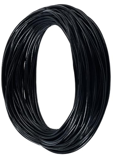 CALFOVERA Cordon en Cuir Véritable Rond pour Collier de 10 m Noir Cordon en Cuir de Vache de 2mm Corde Tressée Fil pour la Fabrication de Bijoux