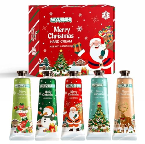 OIXYEY Weihnachtshandcreme mit natürlichem Pflanzenduft, intensive Pflege für extrem trockene und rissige Hände, veganes Mini Handcreme Set, ideales Geschenk für Weihnachten