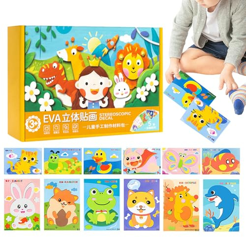 Puzzles Tiere aus 3D-Schaumstoff, lustiges Lernspiel, 12 Stück, Tier-Puzzles aus Schaumstoff für Büro, Weihnachten, Kunstprojekt, Schule, Haus, Party, Freizeit, Aktivität