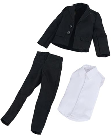 Harilla 1:12 Actionfiguren-Kleidung, Hemd, Jacke, Hose, Herrenanzug, trendig, modisch, Puppenkostüm zum Anziehen für 6-Zoll-Männerfiguren und Puppen, Weiß