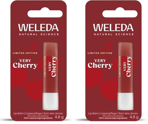 WELEDA Bio Very Cherry Lip Balm Limited Edition - Naturkosmetik Lippenbalsam mit Sheabutter, Jojobalöl & Bienenwachs – Natürliche Lippenpflege mit Kirsche Duft für trockene Lippen (1x 4,8g)