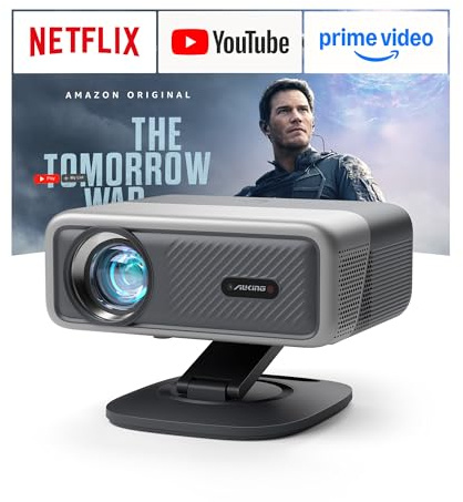 Smart Beamer【Netflix-Fähig & Dolby Audio】VISSPL 4000 ANSI 4K Projektor, Autofokus&Trapezkorrektur Portable Projector,1080P Full HD WiFi6 Bluetooth Heimkino/Outdoor Beamer mit 360°Drehständer für Handy