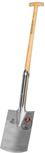 IDEAL-Rode- oder Baumschulspaten | zum Ausgraben kompletter Wurzelballen & Setzen von Bäumen | feinpolierter Doppelfederspaten mit Verstärkungsring, selbstschärfend, mit Tritt, Hickory-T-Stiel 85 cm