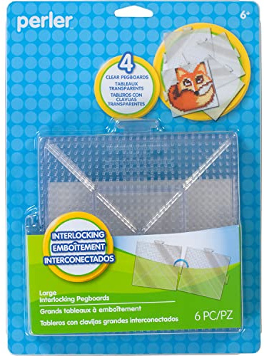 Perler Beads Large Square Pegboards for Kids Crafts, 4 pcs
