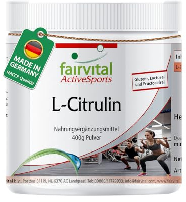 fairvital L-Citrullin Malat Pulver, 400g, HOCHDOSIERT, L-Citrullin DL-Malat, 100% Rein ohne Zusatzstoffe