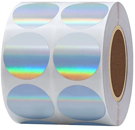 Hylabelest holografische runde Punkte-Aufkleber, silberfarben, 2,5 cm, Farbkodierung, Punkte, Etiketten insgesamt 1.000 Stück pro Rolle