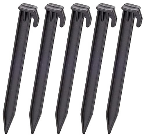 VOSS.farming Kunststoff Heringe 10x schwarz 15cm lang, schlagfester Kunststoff extrem robust, mit Befestigungshaken, Bodenanker Camping Zelt Bodenhering Zeltheringe Bodennagel Erdnagel