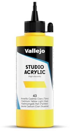 Vallejo ACRYLIC STUDIO, PINTURA ACRÍLICA, 200ML, AMARILLO CADMIO PALIDO (TONO), Nº 43