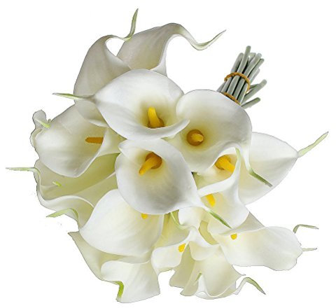 10pcs künstlichen Lilien Blumen in Vase künstliche Blumenstrauß PU Calla Lily Braut Hochzeit Deko
