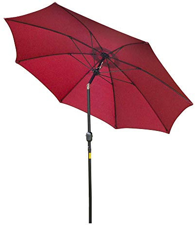 Outsunny Parasol de jardin Parasol droit Parasol inclinable aluminium fibre de verre polyester diamètre 2,65 m coloris rouge