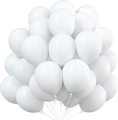 50x Luftballons weiß - weiss - Ø 35 cm für Geburtstag & Hochzeit & Party & Kindergeburtstag - Luft & Helium als Dekoration