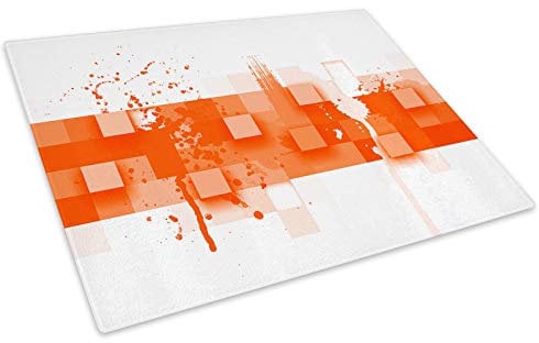 Retro Orange White Glass Chopping Board Kitchen Worktop Saver Protector