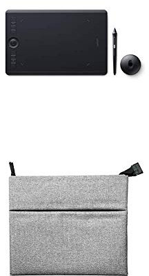 Wacom Intuos Pro Medium Noir- Tablette Graphique à Stylet Professionnelle + Housse de Protection Douce, Gris M