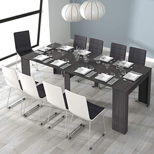 Multifunktionaler ausziehbarer Konsolentisch in Aschgrau, Maße 90 x 78 x 51 cm