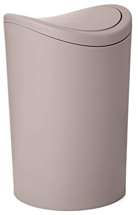 Tatay Papelera Baño con Tapa Basculante, 6L de Capacidad, de Polipropileno, Libre de BPA, Color Taupe, Medidas 19 x 19 x 28 cm