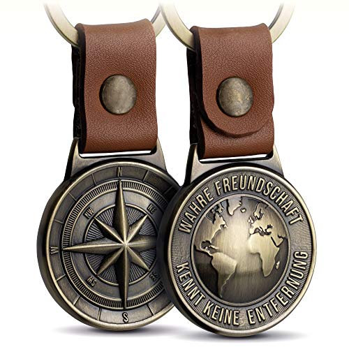 FABACH Freundschaft Schlüsselanhänger Northstar - Beste Freunde Schlüsselanhänger aus Leder und Metall - Beste Freundin Geschenk Bester Freund Geburtstag - Best Friends Glücksbringer Anhänger