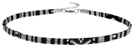 Made by Nami Boho Surfer Choker-Halsband - Verstellbar und 100% Wasserfest - Bunte Ethno Hippie Choker-Kette für Damen und Mädchen - Handmade Sommer Festival Strand Accessoires (Schwarz)