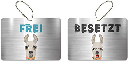 KaiserstuhlCard Magnete Türschild BESETZT FREI Schild WC Kinderzimmer Deko Anhänger Wendeschild 14,8 cm x 10,5 cm Lama Symbole