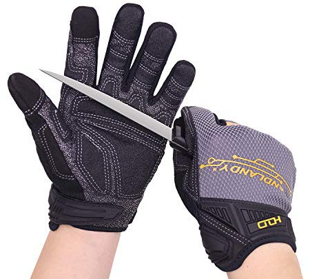 HANDLANDY Level 5 Herren-Arbeitshandschuhe, schnittfeste Mechaniker-Handschuhe, reiß- und abriebfeste Sicherheitshandschuhe für die Arbeit (Größe M