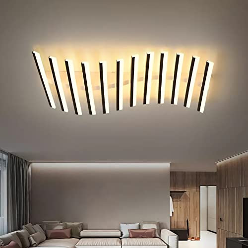 LED Deckenleuchte mit Fernbedienung Dimmbar Modern Kreative Blumen Designe Deckenlampe Wohnzimmerlampe Schwarz Groß Jugendzimmer Decken Leuchte Schlafzimmer Arbeitszimmer Büro Decke Lampen (C-90CM)