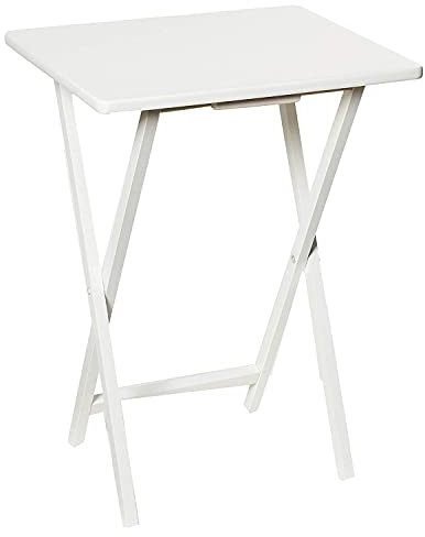 Unibos Indoor &Outdoor Tea Coffee Snacks Garden Camping TV Laptop Portable Folding Sturdy and Durable Rubber Wood Table (White)