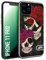 CUSTOMIZZA - Custodia cover nera morbida in tpu compatibile per iPhone 11 PRO teschi e rose rosse fucsia skull and roses