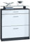 Vladon Schuhschrank Loret, Schuhkipper für 16 Paar Schuhe mit 2 Klappen, 1 Schublade und Glasablage, Anthrazit matt/Weiß matt, (89 x 104 x 23 cm).