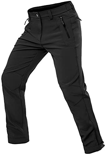 Cycorld Herren Wanderhose-Winter-Outdoorhose-Skihose,Thermohose Wasserdicht Gefütterte Softshellhose Winddicht Warm Fleece Schneehose Trekkinghose Skifahren (Schwarz, XXL)
