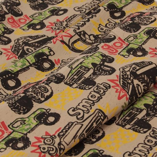 Stoff Meterware Kinderstoff Jerseystoff - 1 Meter, Jersey, Nähen, Kinder, Baby, Jungen, Mädchen, Bekleidung, Shirt (Monstertruck Geländewagen)