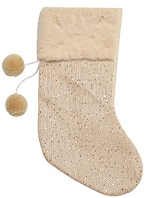 MARMODAY Weihnachtsstrümpfe Muster Weihnachtsstrümpfe Nikolausstiefel Kamin Hängende Geschenk Beige