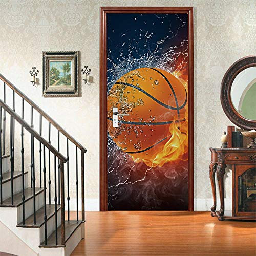 VIRANDA Türtapete Selbstklebend TürPoster - Basketball - Fototapete Türfolie Wandtapete Wohnzimmer Schlafzimmer Türaufkleber 3D 77 x 200 cm