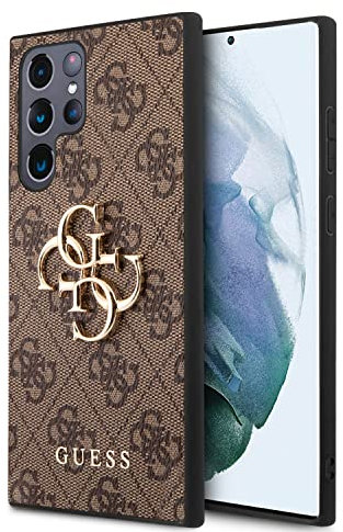 Guess GUHCS22L4GMGBR Hülle für S908 S22 Ultra braun 4G Big Metal Logo