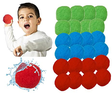 Softball Wasserbomben wiederverwendbar - 30 Stück - Weiche Wasserbälle in bunten Farben - Splash Ball Wasser Ballon für Wasserschlacht im Garten Pool und Trampolin