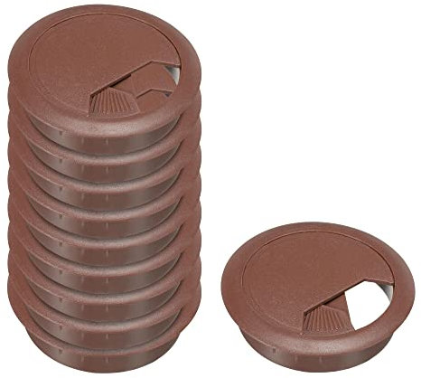 sourcing map 10 Pcs Desk Cable Hole Cover, Plastic Grommet Great for Office, Home, Daily Use (60mm, Brown)