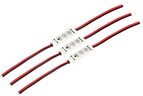 sourcing map LED Strip Controller, 12V to 24V 3 Keys Mini Brightness Adjustable Dimmer Lamp Switch for Single Color Strips, Pack of 3