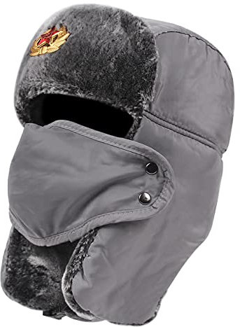 Ciamlir Russische Mütze Sowjetisches Militär Russischer Pilot Uschanka Hut Winter Outdoor Ski Schutzhut Warmer Hut Herren Hut Winter Warm,Grau,Einheitsgröße