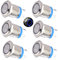 RUNCCI-YUN 6 Piezas 12mm Momentáneo Pulsador de Metal DC 3A 12V-24V Acero Inoxidable Impermeable Interruptor de Botón Redondo para Coche Lámpara Timbre (Cabeza Plana) Anillo de Luz LED Azul