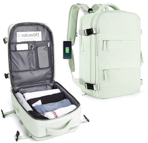SZLX Großer Reiserucksack Damen,Ryanair Handgepäck 40x20x25 Rucksack 45x36x20 Easyjet mit USB anschluss Rucksack Wasserdicht Laptop Business Herren Reiserucksack Handgepäck Flugzeug mit Schuhfach
