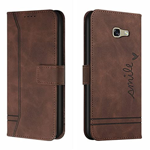 Trugox Handyhülle für Samsung Galaxy A5 2017 / A520 Hülle Klappbar Klapphülle mit Kartenfach Handytasche Handy Schutzhülle Tasche Leder Wallet Flip Case Slim Book Cover - Brown