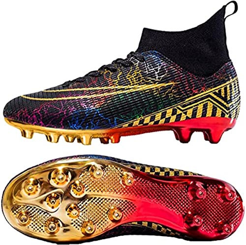 WOWEI Fußballschuhe Herren Fußballschuhe Professionelle High Top Spike Cleats Junge Kinder Fußballspiel Schuhe Outdoor Sport Trainingsschuhe Fussballschuhe Sportschuhe (31 RT, 45EU)