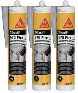 Lot de 3 mastics classés au feu pour joints SIKA - Sikasil 670 Fire - Gris - 300ml